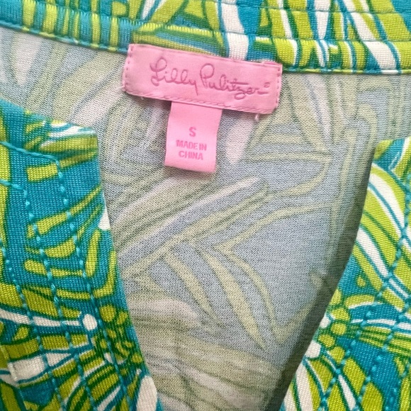 Lilly Pulitzer Floral Cotton Bell Sleeve Dress Blue/Green Small - Picture 3 of 6
